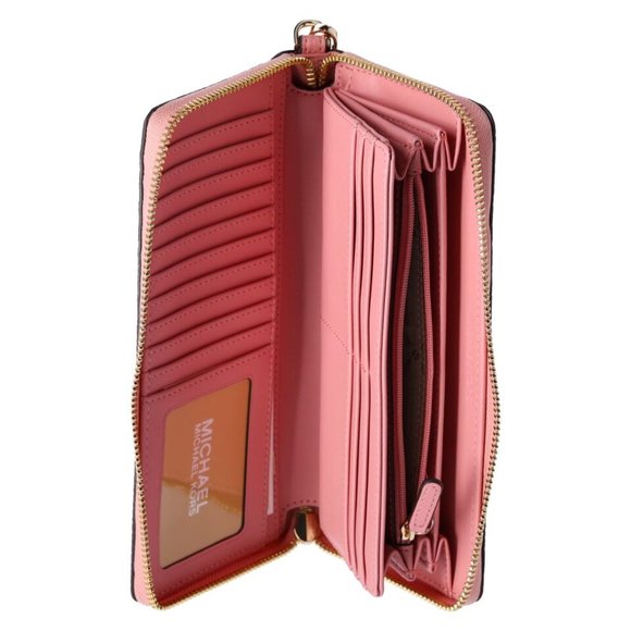 New Michael Kors Jet Set Large Travel Continental wallet Leather Primrose - Picture 2 of 3